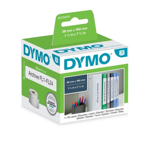 Etykiety DYMO na segregatory, 190 x 38 mm małe (białe) S0722470 Etykiety DYMO na segregatory, 190 x 38 mm małe (białe) S0722470