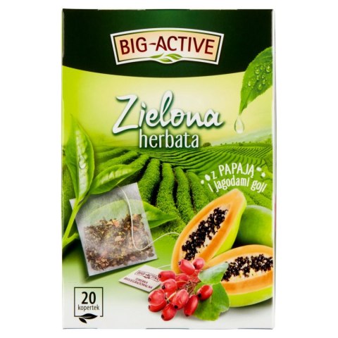 Herbata BIG-ACTIVE PAPAJA JAGODA GOJI zielona 20 kopert/34g Herbata BIG-ACTIVE PAPAJA JAGODA GOJI zielona 20 kopert/34g