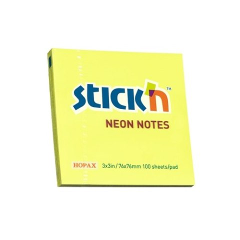 Bloczek STICKN 76x76mm żółty neonowy 100k 21133 STICKN