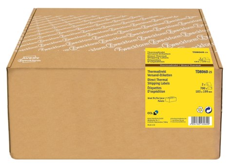 Termiczne etykiety wysyłkowe TD8060-25 103 x 199 w rolce, Avery Zweckform Termiczne etykiety wysyłkowe TD8060-25 103 x 199 w rolce, Avery Zweckform