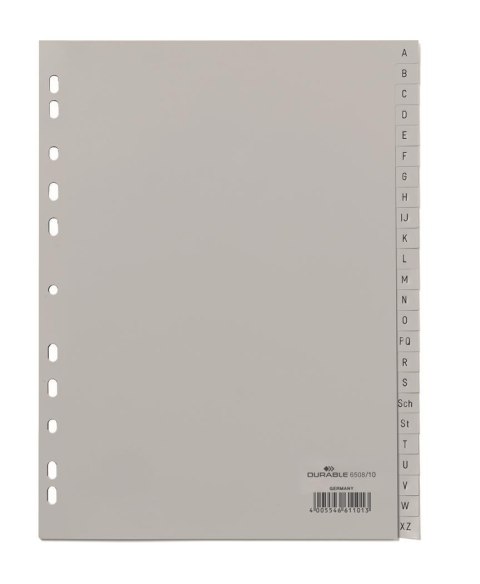 Przekładki PP A4 szare, nadr. indeks, A-Z, 24 części Szary 650810 DURABLE SALE