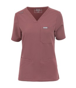 MYNTS V-Neck Two Pockets - Scrub Top Women WMT002 Terra Rose - Terra Rose XL