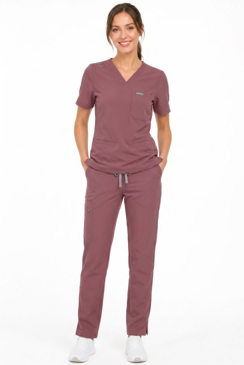 MYNTS V-Neck Two Pockets - Scrub Top Women WMT002 Terra Rose - Terra Rose XL