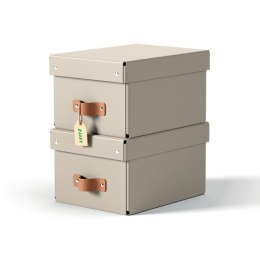 Pudełko do przechowywania Leitz Puro z pokrywką, małe, 7 l, z tektury w 100% z recyklingu, 2 szt., beżowe 61470012.
