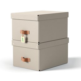 Pudełko do przechowywania Leitz Puro z pokrywką, średnie, 17 l, z tektury w 100% z recyklingu, 2 szt., beżowe 61490012.