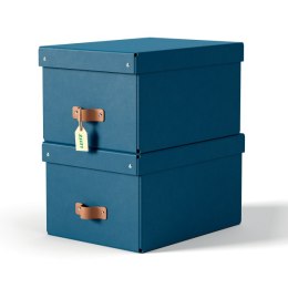 Pudełko do przechowywania Leitz Puro z pokrywką, średnie, 17 l, z tektury w 100% z recyklingu, 2 szt., granatowe 61490068.
