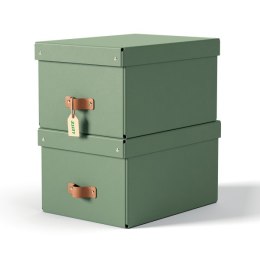 Pudełko do przechowywania Leitz Puro z pokrywką, średnie, 17 l, z tektury w 100% z recyklingu, 2 szt., zielone 61490050.