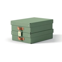 Pudełko do przechowywania Leitz Puro z pokrywką, średnie niskie, 8 l, z tektury w 100% z recyklingu, 2 szt., zielone 61480050.