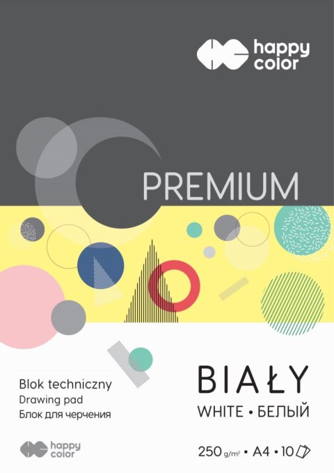 Blok techniczny PREMIUM biały A4, 250g, 10 ark, Happy Color HA 3725 2030-0 SALE