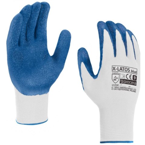RĘKAWICE OCHRONNE POWLEKANE LATEKSEM X-LATOS BLUE ROZM. 8