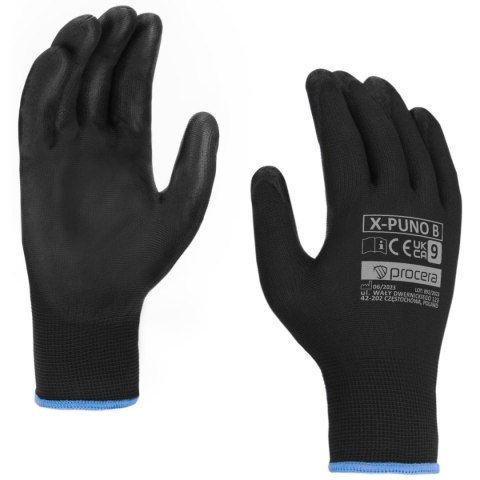 RĘKAWICE OCHRONNE POWLEKANE PU X-PUNO BLACK ROZM. 9