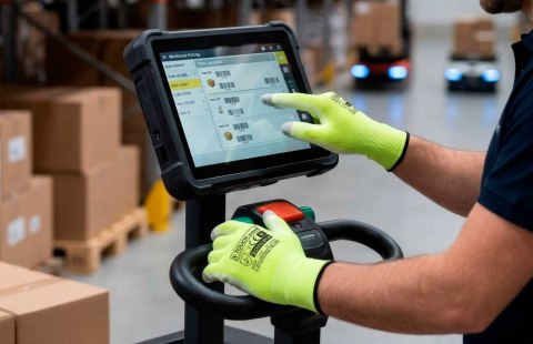 RĘKAWICE OCHRONNE POWLEKANE PU X-TOUCH SCREEN ROZM.7