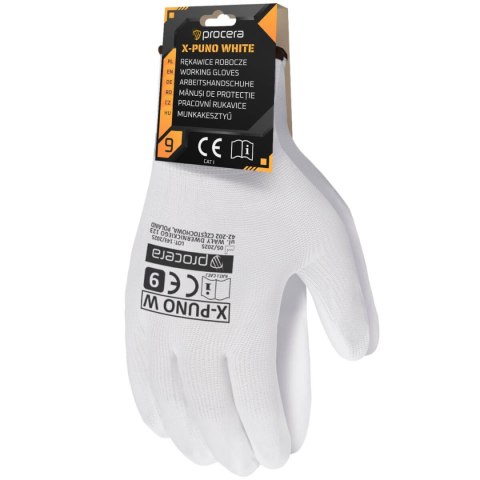 RĘKAWICE OCHRONNE Z ZAWIESZKĄ POWLEKANE PU X-PUNO WHITE ROZM. 7