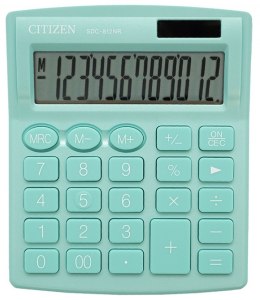 Kalkulator biurowy CITIZEN SDC-812NRGRE, 12-cyfrowy, 127x105mm, zielony SALE