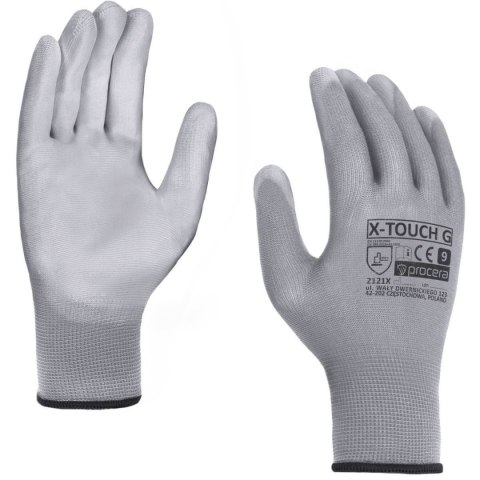 RĘKAWICE OCHRONNE POWLEKANE PU X-TOUCH GREY ROZM. 8