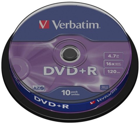 Płyta DVD+R VERBATIM CAKE (10) 4.7GB x16 Matt Silver 43498 Płyta DVD+R VERBATIM CAKE (10) 4.7GB x16 Matt Silver 43498