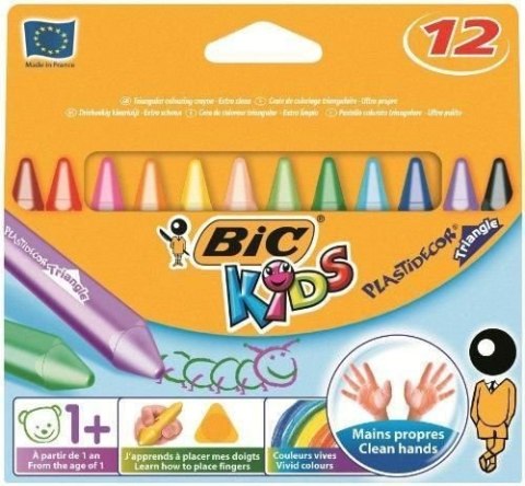 Kredki świecowe BIC Kids Plastidecor Triangle 12 kolorów, 8297733 Kredki świecowe BIC Kids Plastidecor Triangle 12 kolorów, 8297733