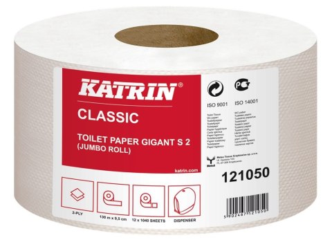 Papier toaletowy, duże rolki KATRIN CLASSIC Gigant S 2 130, 121050, opakowanie: 12 rolek Papier toaletowy, duże rolki KATRIN CLASSIC Gigant S 2 130, 121050, opakowanie: 12 rolek