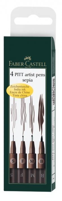 Komplet cienkopisów PITT SEPIA 175 ETUI 4szt. FABER-CASTELL FC167101