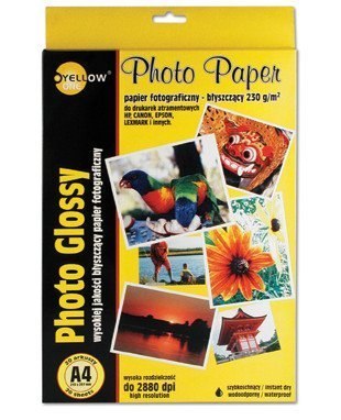 Papier fotograficzny błyszczący 4G130, 130 g/m, A4 20 arkuszy YELLOW ONE 150-1177 Papier fotograficzny błyszczący 4G130, 130 g/m, A4 20 arkuszy YELLOW ONE 150-1177