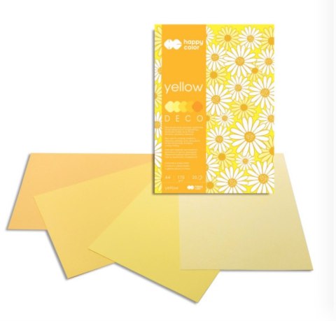Blok Deco Yellow A4, 170g, 20 ark, 5 kol. tonacja żółta, Happy Color HA 3717 2030-012 Blok Deco Yellow A4, 170g, 20 ark, 5 kol. tonacja żółta, Happy Color HA 3717 2030-012