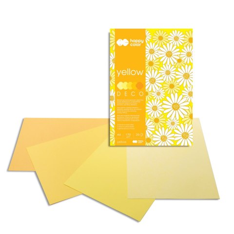 Blok Deco Yellow A4, 170g, 20 ark, 5 kol. tonacja żółta, Happy Color HA 3717 2030-012 Blok Deco Yellow A4, 170g, 20 ark, 5 kol. tonacja żółta, Happy Color HA 3717 2030-012