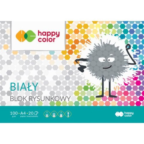 Blok rysunkowy biały A4, 100g, 20 ark, Happy Color HA 3710 2030-0 Blok rysunkowy biały A4, 100g, 20 ark, Happy Color HA 3710 2030-0