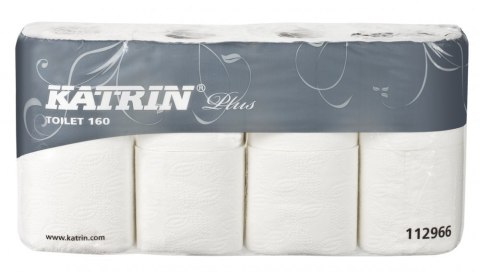 Papier toaletowy, małe rolki KATRIN PLUS Toilet 160, 2W, 112966, opakowanie: 8 rolek Papier toaletowy, małe rolki KATRIN PLUS Toilet 160, 2W, 112966, opakowanie: 8 rolek
