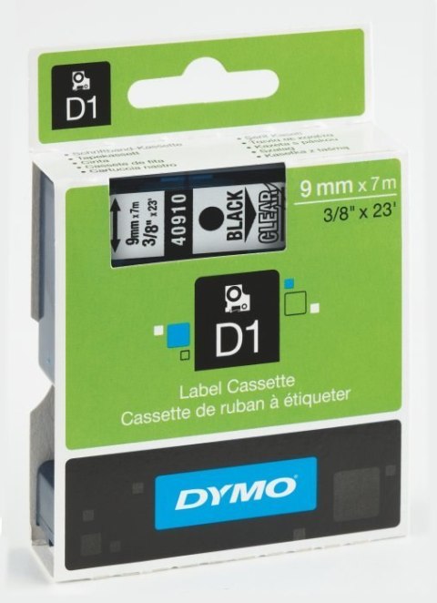 Taśma DYMO D1 - 9 mm x 7 m, czarny / przezroczysty S0720670 do drukarek etykiet Taśma DYMO D1 - 9 mm x 7 m, czarny / przezroczysty S0720670 do drukarek etykiet
