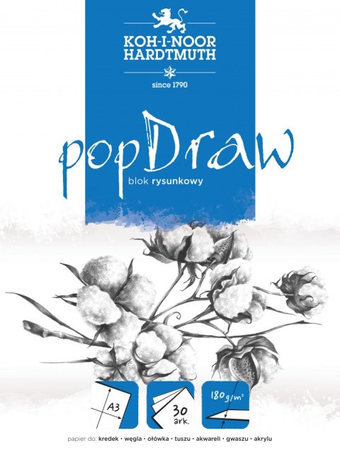 Blok rysunkowy POP DRAW A3 30ARK 180G 9920/4 Koh i Noor Blok rysunkowy POP DRAW A3 30ARK 180G 9920/4 Koh i Noor
