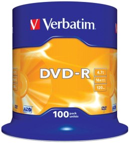 Płyta DVD-R VERBATIM CAKE(100) Matt Silver 4.7GB x16 43549