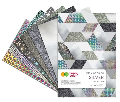 Blok SILVER, A4, 150-230g, 10 ark, Happy Color HA 3820 2030-MS