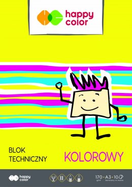 Blok techniczny kolorowy A3, 170g, 10 ark, Happy Color HA 3550 3040-09