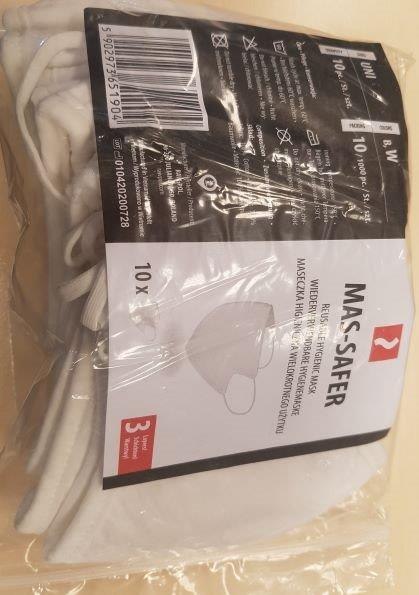 Maseczka bawełniana 10szt. wielokrotnego użytku biała 10szt Maseczka bawełniana 10szt. wielokrotnego użytku biała 10szt