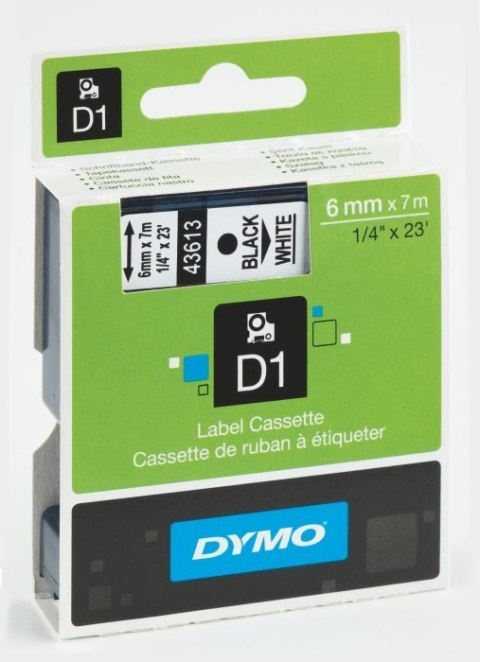 Taśma DYMO D1 - 6 mm x 7 m, czarny / biały S0720780 do drukarek etykiet Taśma DYMO D1 - 6 mm x 7 m, czarny / biały S0720780 do drukarek etykiet