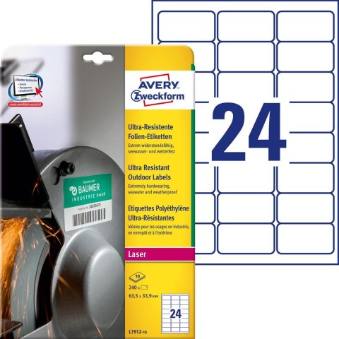 Etykiety UltraResistant L7912-10 63,5x33,9 10ark polietylenowe Avery Zweckform Etykiety UltraResistant L7912-10 63,5x33,9 10ark polietylenowe Avery Zweckform