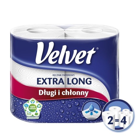 Ręcznik Velvet Extra Long Biały 2 rolki 100% celuloza Ręcznik Velvet Extra Long Biały 2 rolki 100% celuloza