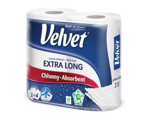 Ręcznik Velvet Extra Long Biały 2 rolki 100% celuloza Ręcznik Velvet Extra Long Biały 2 rolki 100% celuloza