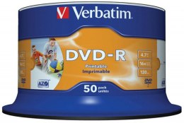 Płyta DVD-R VERBATIM CAKE (50) Printable nadruk Wide 4.7GB x16 43533