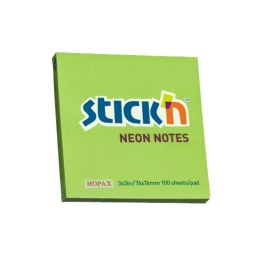 Bloczek STICKN 76x76mm zielony neonowy 100k 21167 STICKN