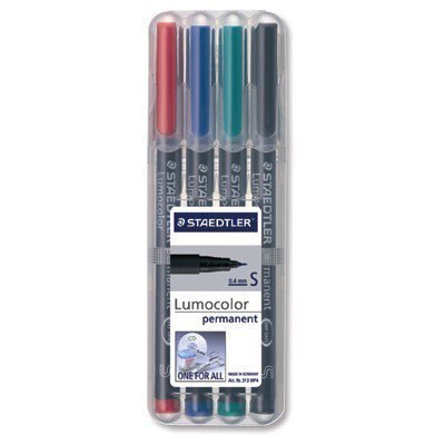 Foliopis Lumocolor, B, wodoodporny, zestaw 4 kol. (2, 3, 5, 9) w etui box, Staedtler S 314 WP4 Foliopis Lumocolor, B, wodoodporny, zestaw 4 kol. (2, 3, 5, 9) w etui box, Staedtler S 314 WP4