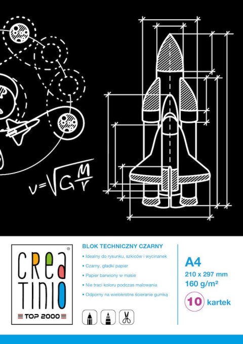 Blok techniczny A4 10k 160g CREATINIO czarny 400079853 Blok techniczny A4 10k 160g CREATINIO czarny 400079853
