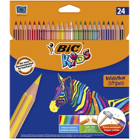 Kredki ołówkowe BIC Kids Eco Evolution Stripes 24kol., 9505251 Kredki ołówkowe BIC Kids Eco Evolution Stripes 24kol., 9505251