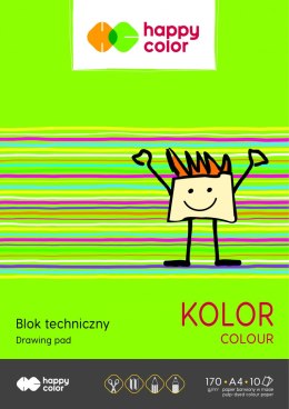 Blok techniczny kolorowy A4, 170g, 10 ark, Happy Color HA 3550 2030-09