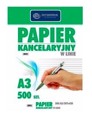 Papier kancelaryjny A3 linia (500) INTERDRUK Papier kancelaryjny A3 linia (500) INTERDRUK