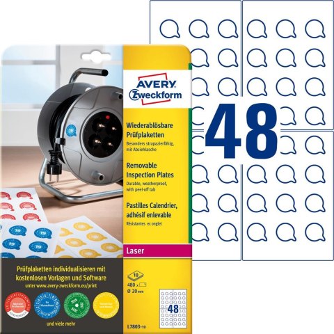 Usuwalne tabliczki inspekcyjne L7803-10 Q20 10ar Avery Zweckform (X) Usuwalne tabliczki inspekcyjne L7803-10 Q20 10ar Avery Zweckform (X)