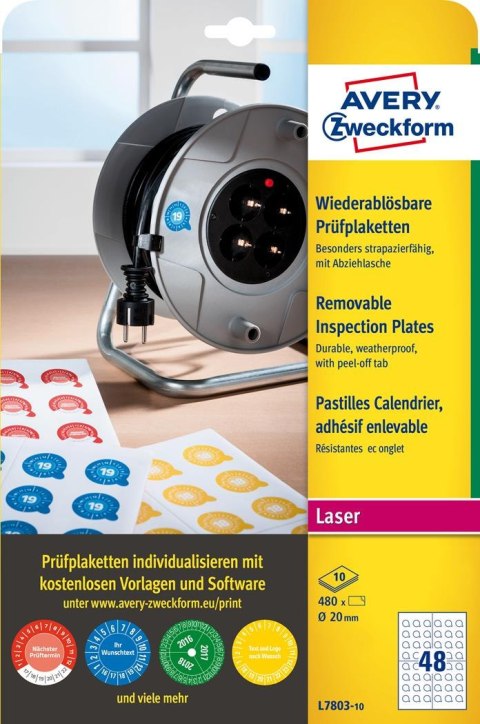 Usuwalne tabliczki inspekcyjne L7803-10 Q20 10ar Avery Zweckform (X) Usuwalne tabliczki inspekcyjne L7803-10 Q20 10ar Avery Zweckform (X)