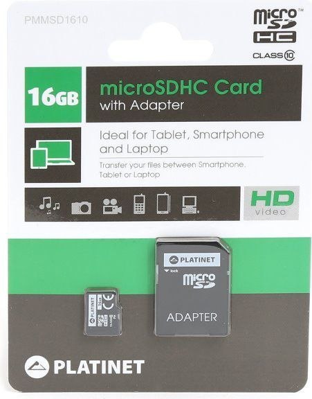 Karta pamięci Micro SDhc + adapter SD 16GB SECURE DIGITA class10 Platinet PMMSD1610 Karta pamięci Micro SDhc + adapter SD 16GB SECURE DIGITA class10 Platinet PMMSD1610