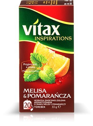 Herbata VITAX INSPIRATIONS Melisa&pomarańcza (20 saszetek) 33g zawieszka Herbata VITAX INSPIRATIONS Melisa&pomarańcza (20 saszetek) 33g zawieszka