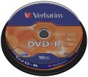 Płyta DVD-R VERBATIM CAKE(10) 4.7GB x16 Matt Silver 43523